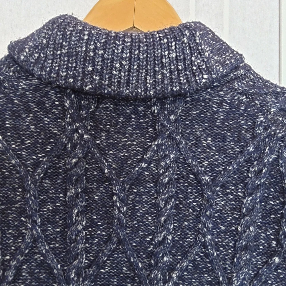 Banana Republic shawl collar blue heavy knit yak wool blend sweater
